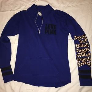Blue and Cheetah Victoria's Secret PINK 3/4 Zip